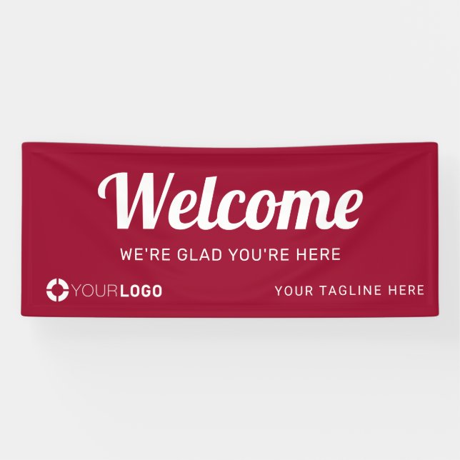 Red Custom Company Logo Welcome Banner (Horizontal)