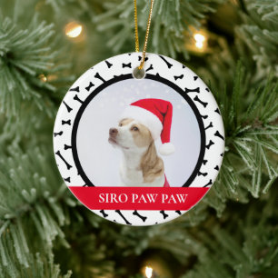 Red Custom Dog Name Photo Ceramic Tree Decoration