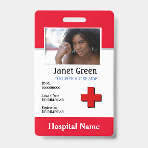 Red Custom Employee Nurse Doctor Logo ID Photo  Badge