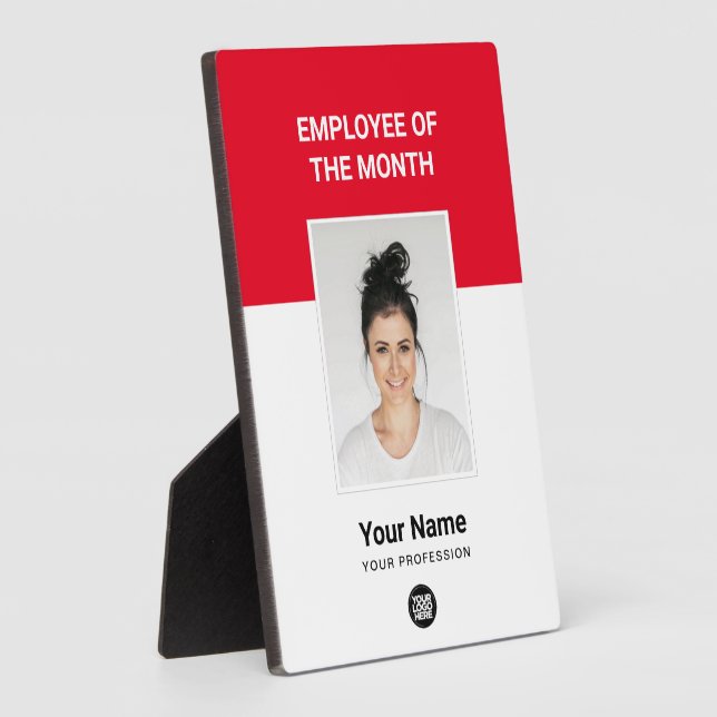 Red Custom Employee of the Month Photo Awards Plaque (Side)