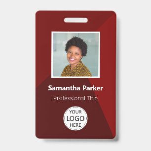 Red Custom Employee - Photo ID, Logo, Bar Code ID Badge