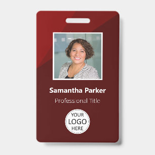 Red Custom Employee - Photo ID, Logo, Bar Code ID Badge