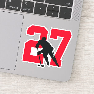 Red Custom Hockey Player Number Laptop