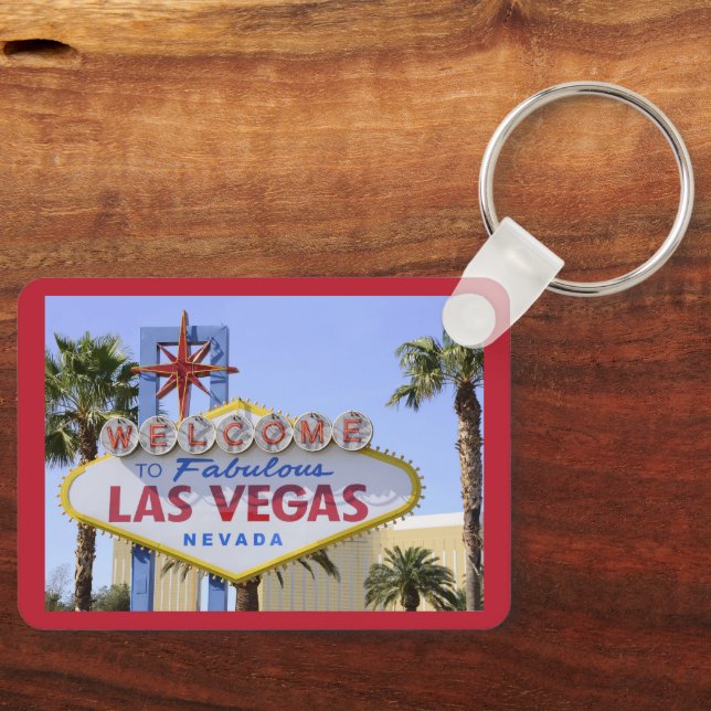 Red Custom Las Vegas Nevada Welcome Sign  Key Ring (Front)