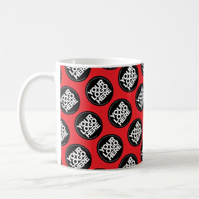 Red Custom logo business pattern employee Coffee Mug (Left)