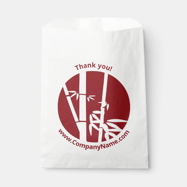Red Custom Logo & Company Name Thank You Favour Bags (Front)