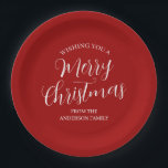 Red Custom Merry Christmas  Paper Plate<br><div class="desc">More pretty Christmas products in the Little Bayleigh store!</div>