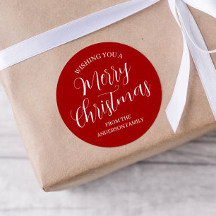Red Custom Merry Christmas Stickers 