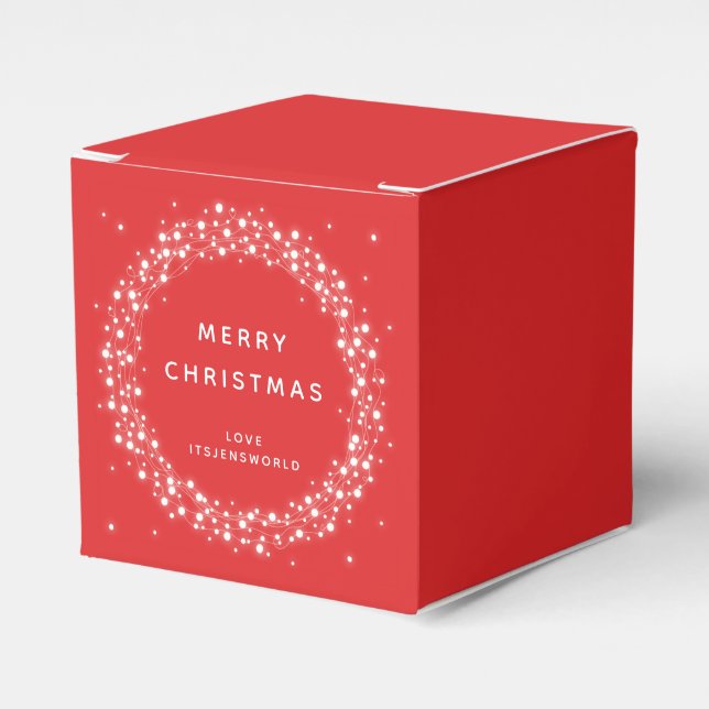 Red Custom Message Sparkling Lights Christmas Favour Box (Front Side)