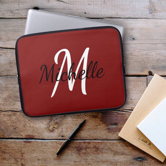 Red Custom Monogram Laptop Sleeve (Creator Uploaded)