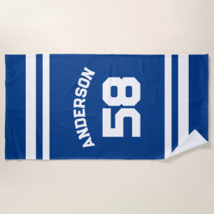 Red Custom Name & Number Sports Fan Beach Towel