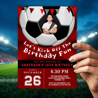 Red Custom Photo Birthday Invitation for Boys