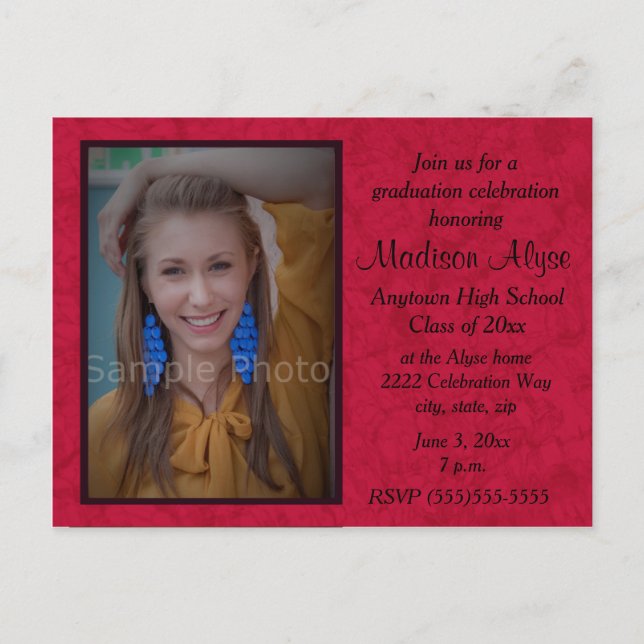 Red Custom Photo Graduation Celebration Invitation (Front)