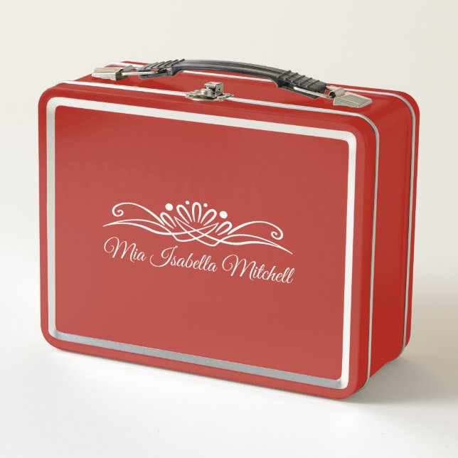 Red Customisable Metal Lunch Box (Front)