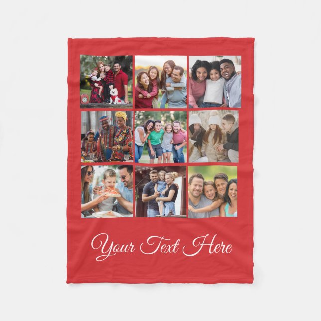 Red Customisable Photo Blanket Collage (Front)