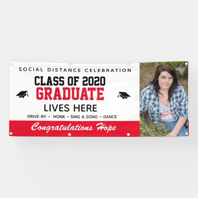 Red Customised Graduation Banner: COVID-19 Banner (Horizontal)