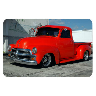 Red Customised Pickup Truck Magnet