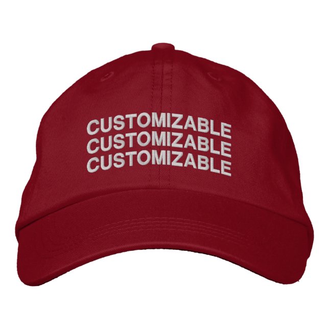 Red CUSTOMIZABLE Embroidered Hat (Front)