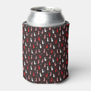 red cute cat pattern can cooler