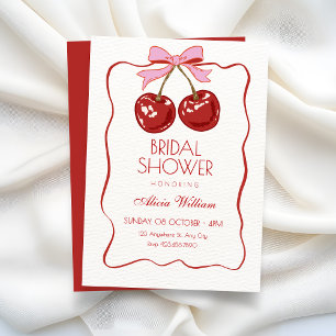 Red cute cherry bridal shower invitation