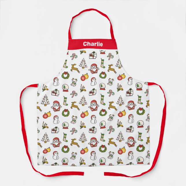 Red Cute Christmas Apron (Front)