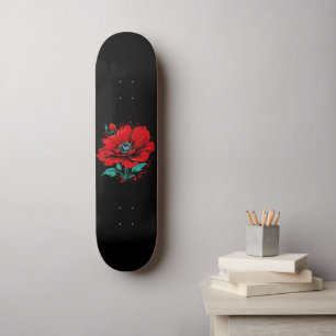 Red Cute Flower Skateboard
