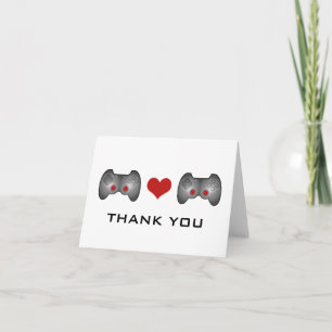 Red Cute Gamer Thank You Card