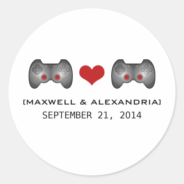 Red Cute Gamer Wedding Stickers (Front)