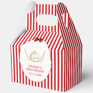 Red Cute Girl Bow Asian Dumpling Baby Shower Favour Box