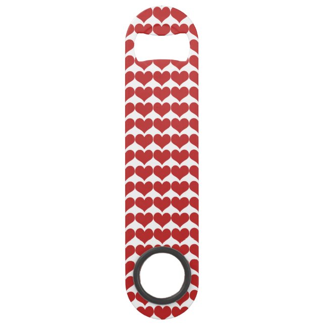 Red Cute Hearts Pattern Bottle Opener (Front)