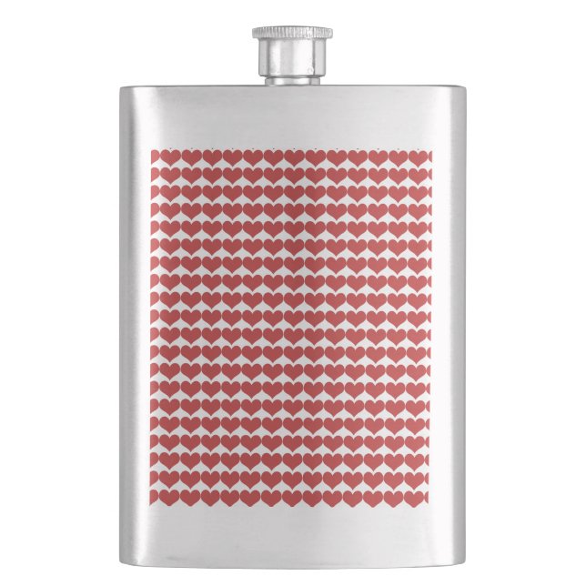 Red Cute Hearts Pattern Flask (Front)
