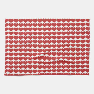 Red Cute Hearts Pattern Kitchen Towel