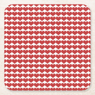 Red Cute Hearts Pattern Paper Coaster