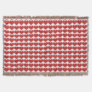 Red Cute Hearts Pattern Throw Blanket