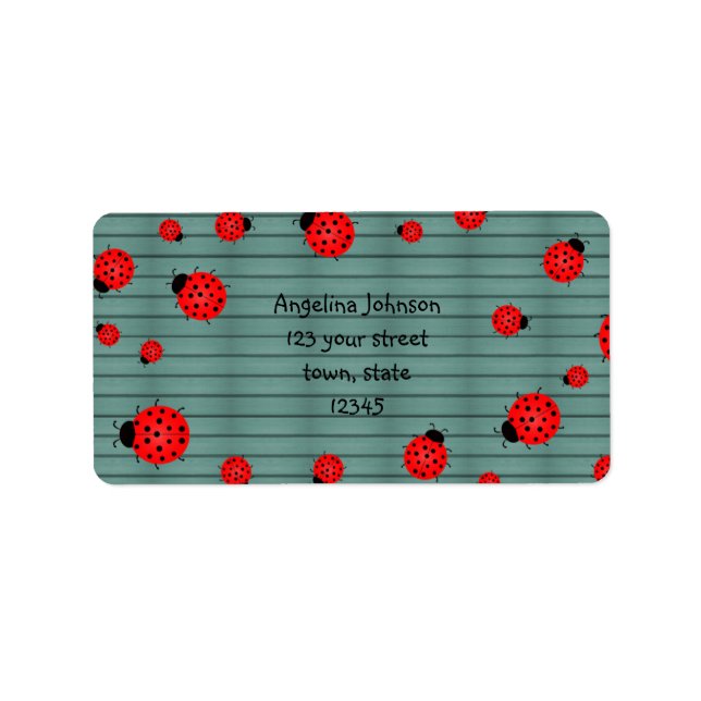 Red Cute Ladybugs Address Label (Front)