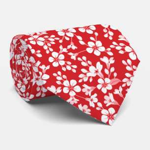 Red cute little floral pattern tie