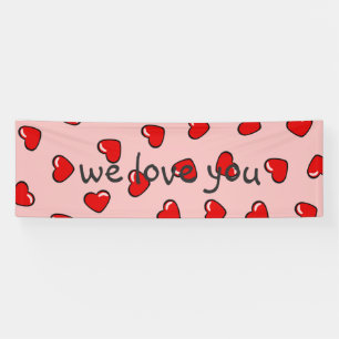 Red cute love hearts banner