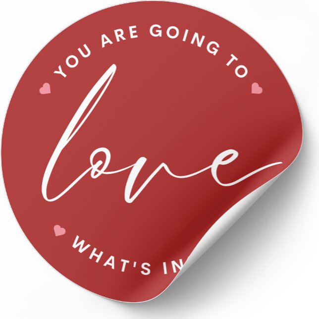 Red Cute Love Valentine's Day Circle Classic Round Sticker (Creator Uploaded)