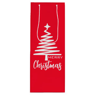 Red Cute Merry Christmas Wine Gift Bag
