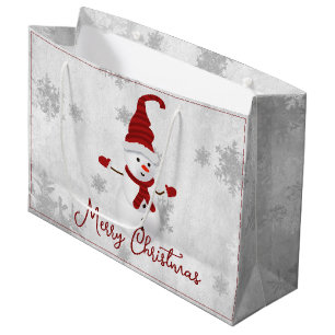Red Cute Snowman Holiday Gift Bag