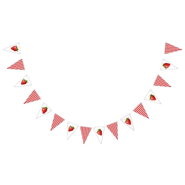 Red Cute Strawberry Berry First 1st Baby Birthday Bunting (All)