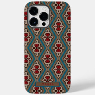 Red Cyan Copper Azulejos Tile Elegance Name Case-Mate iPhone 14 Pro Max Case