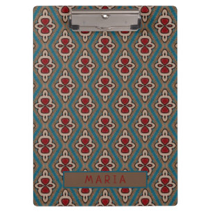 Red Cyan Copper Azulejos Tile Elegance Name Clipboard
