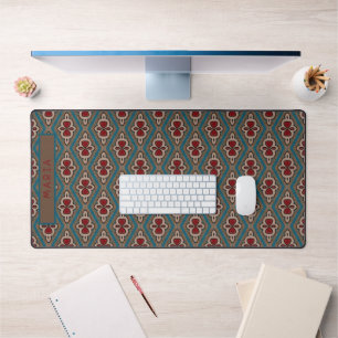 Red Cyan Copper Azulejos Tile Elegance Name Desk Mat