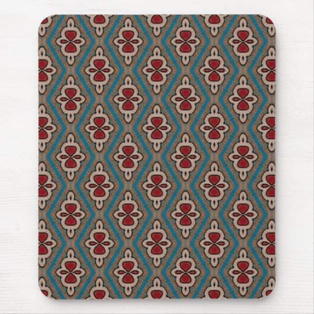 Red Cyan Copper Azulejos Tile Elegance Name Mouse Mat (Front)