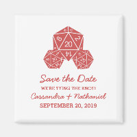 Red D20 Dice Save the Date Magnet