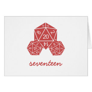 Red D20 Dice Table Number Card