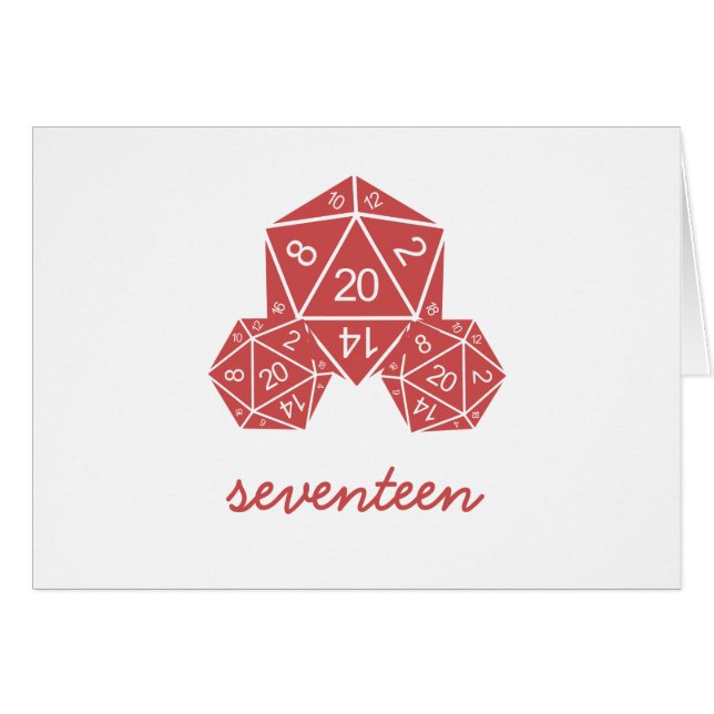 Red D20 Dice Table Number Card (Front Horizontal)