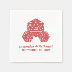 Red D20 Dice Wedding Paper Napkins