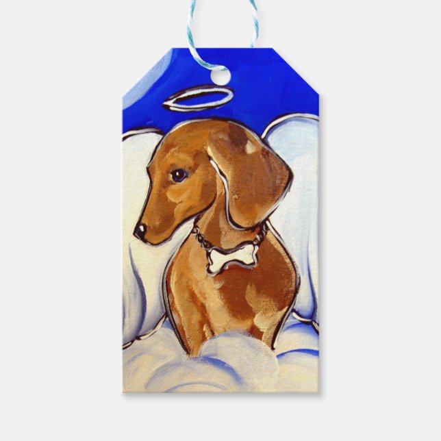 Red Dachshund Angel Gift Tags (Front)